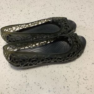 Crocs Women’s Black Isabella Jelly Slip On Flats Size 8